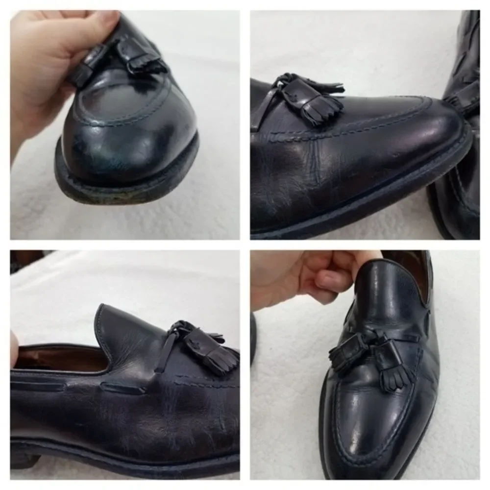 Allen Edmonds Grayson 9.5 D Blue Tassel Loafers Work Career Dress Leather